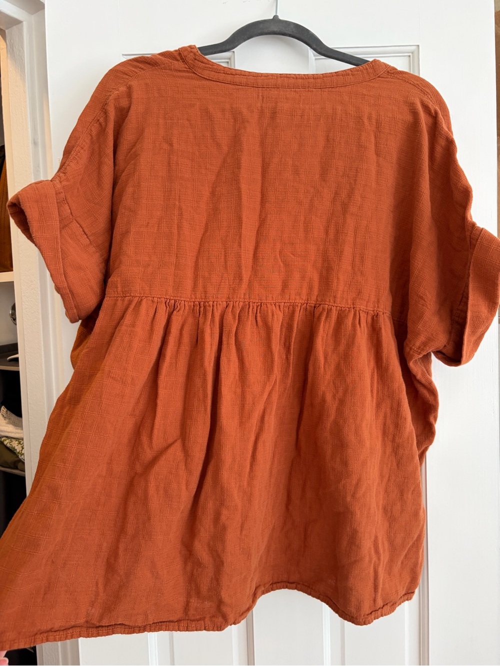 Madewell Rust Orange Gauze Peasant Blouse - Picture 2 of 3